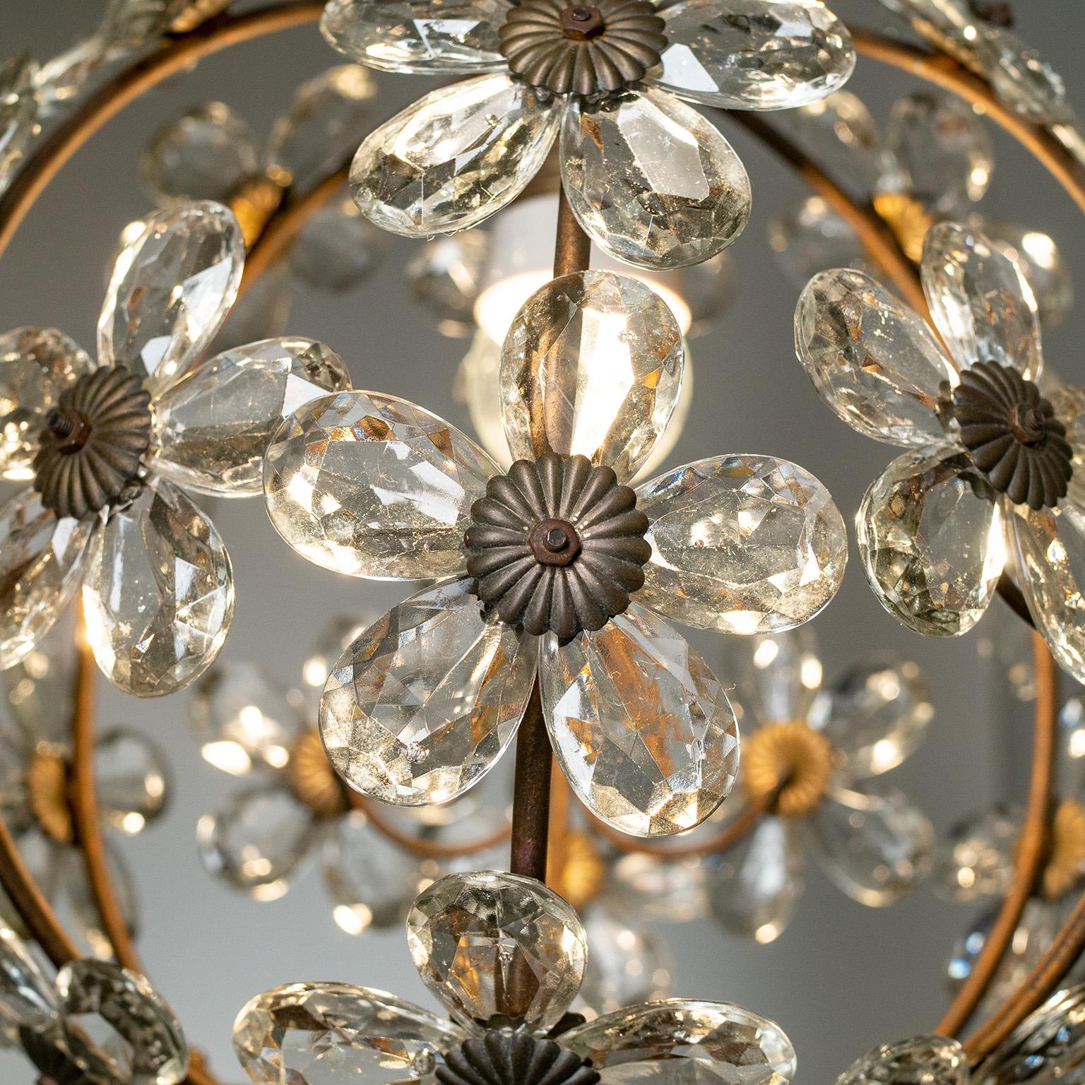 Italian Floral Glass Ceiling Light, circa 1940 2