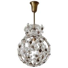 Italian Floral Glass Ceiling Light, circa 1940