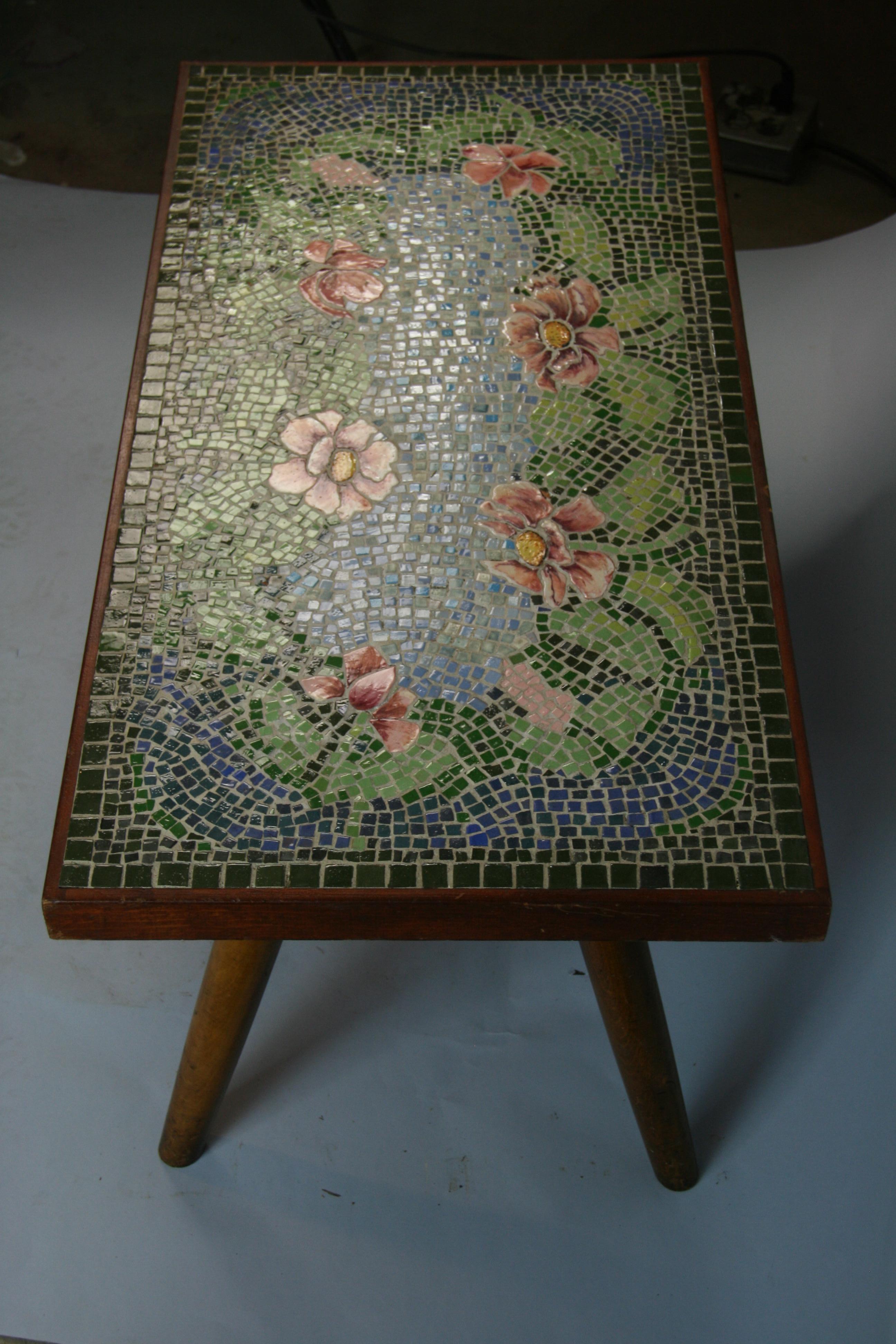 Italian Floral Mosaic Wood  Coffee Table 10