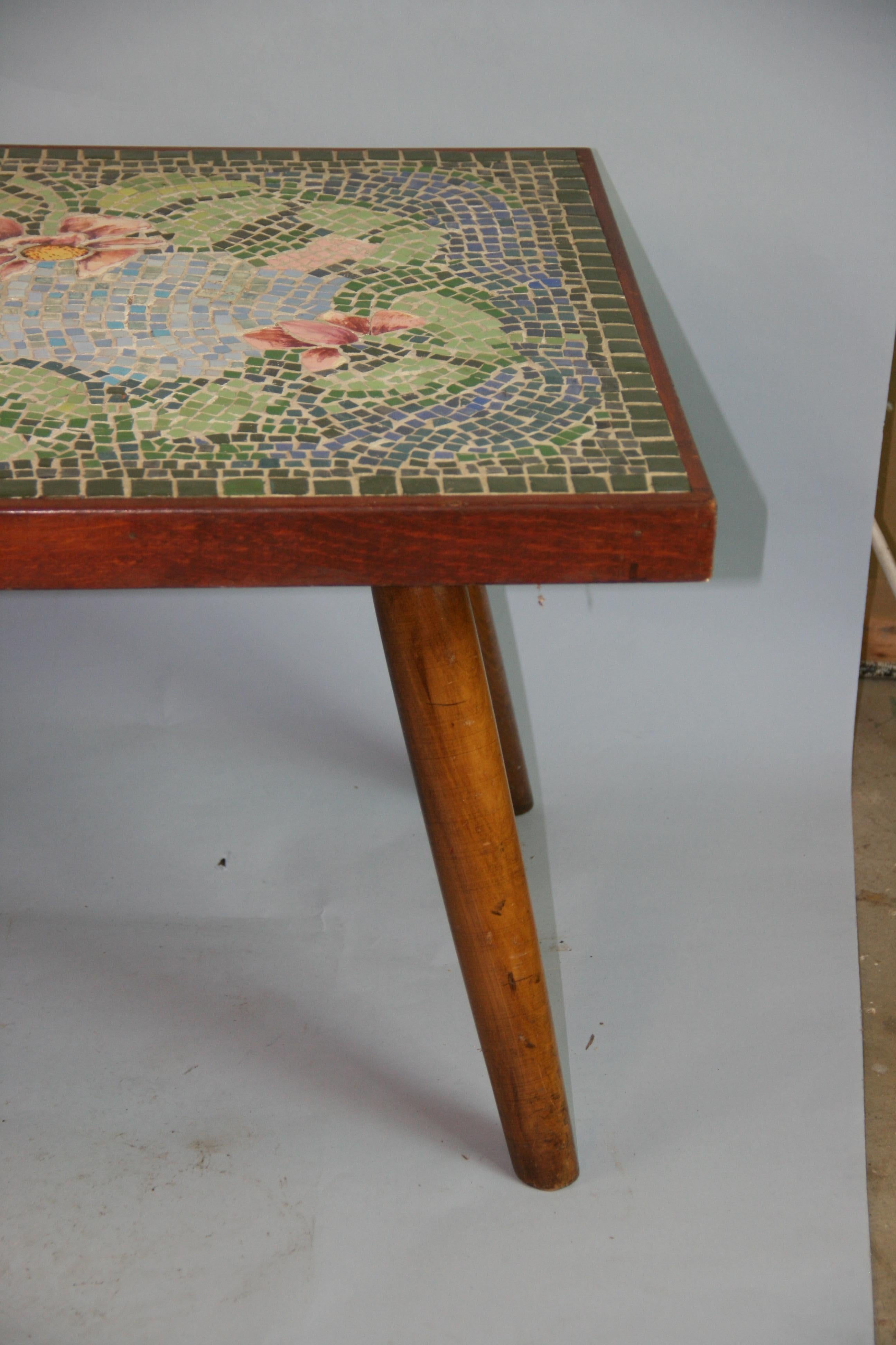 Mid-20th Century Italian Floral Mosaic Wood  Coffee Table
