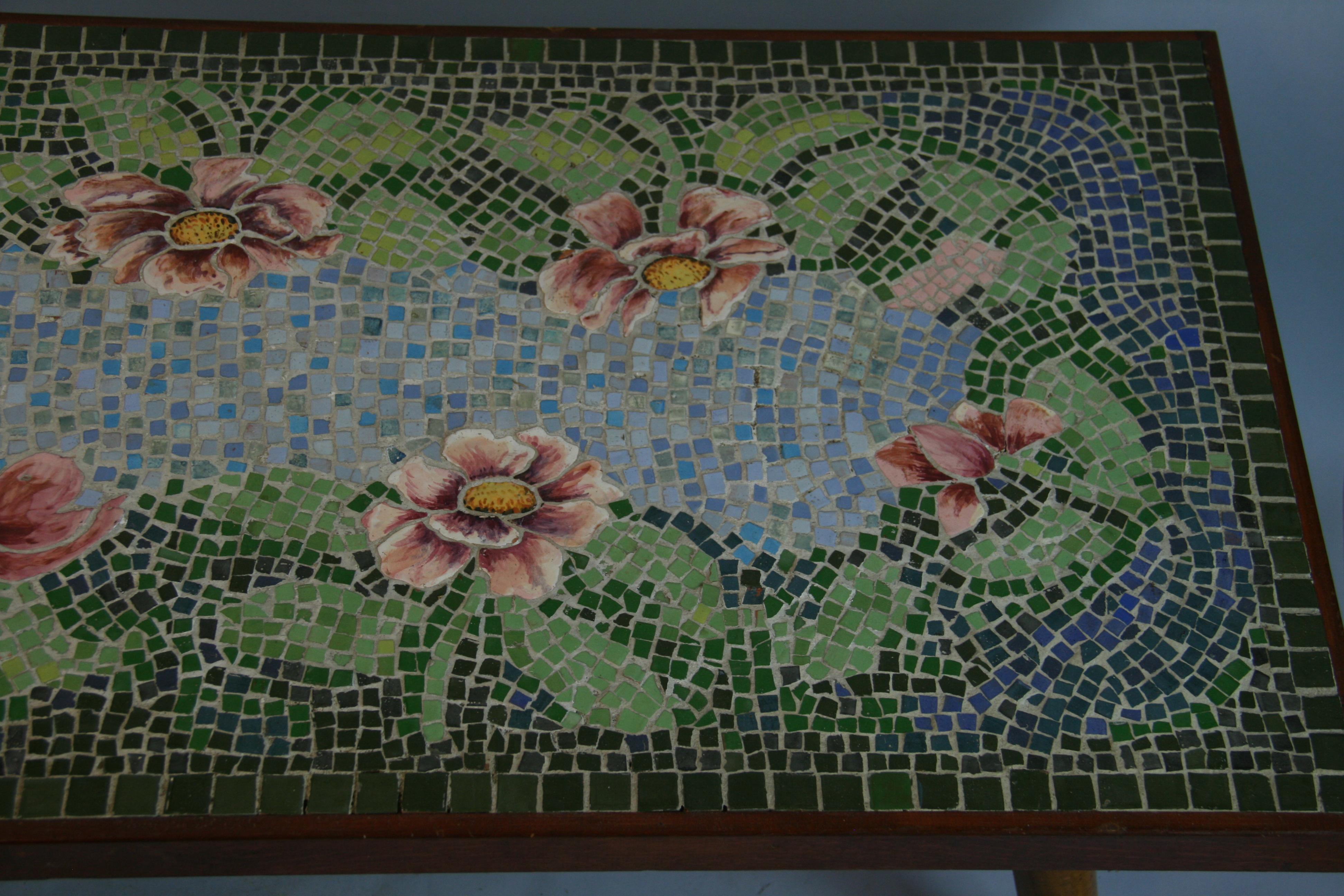 Italian Floral Mosaic Wood  Coffee Table 1