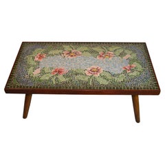 Italian Floral Mosaic Wood  Coffee Table