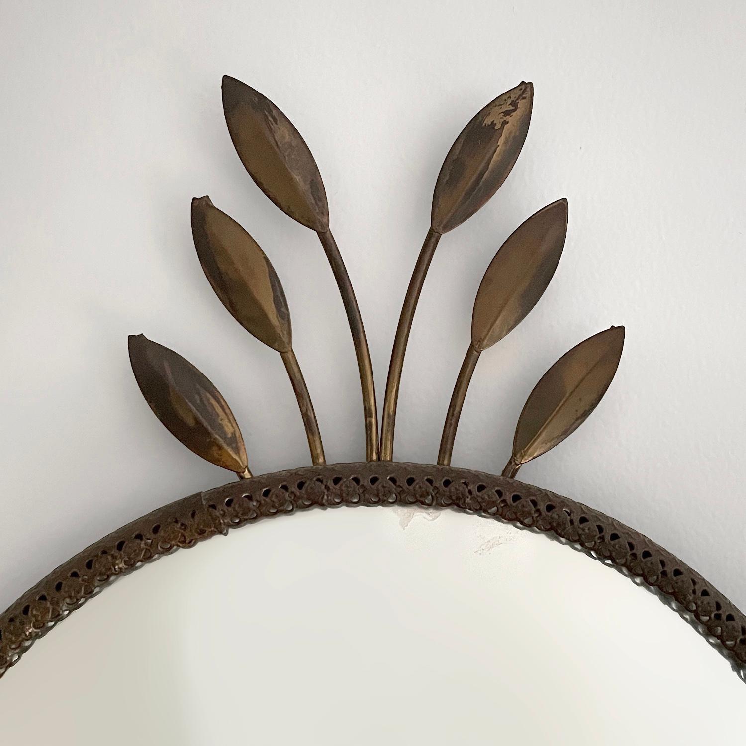 Italian Floral Sunburst Convex Mirror  For Sale 5