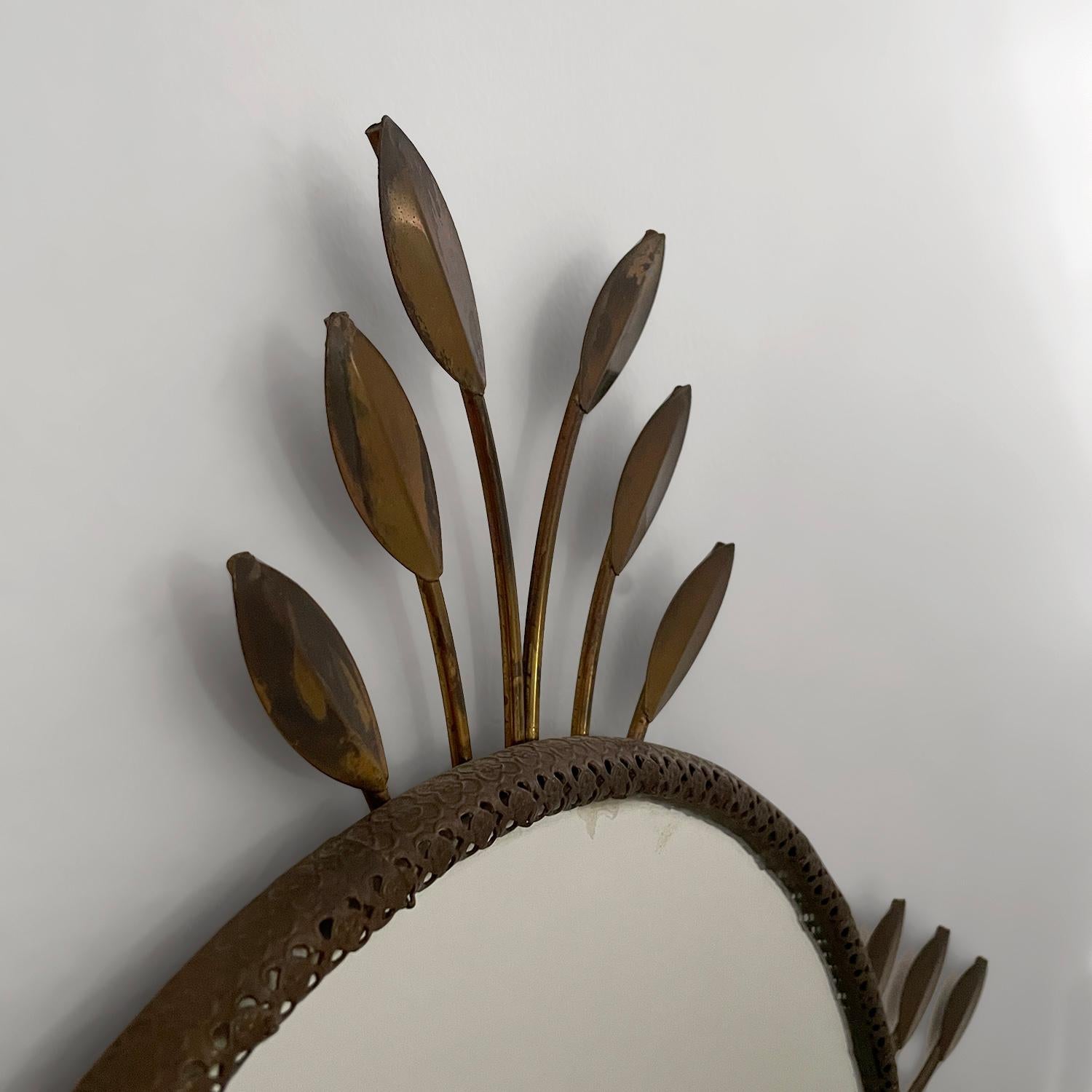 Italian Floral Sunburst Convex Mirror  For Sale 2