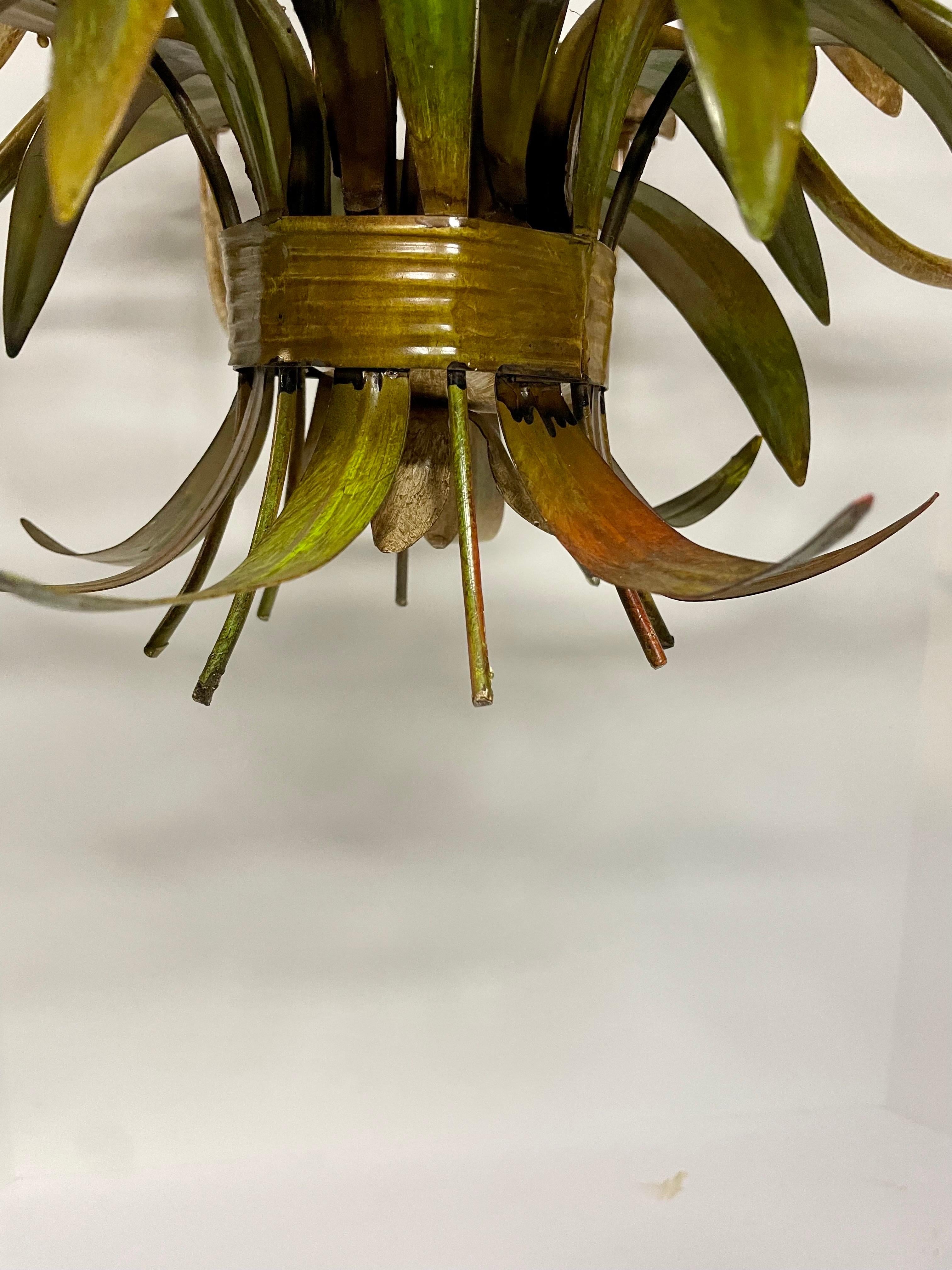 Italian Tole Floral Tole Six Arm Chandelier with Lilies 3