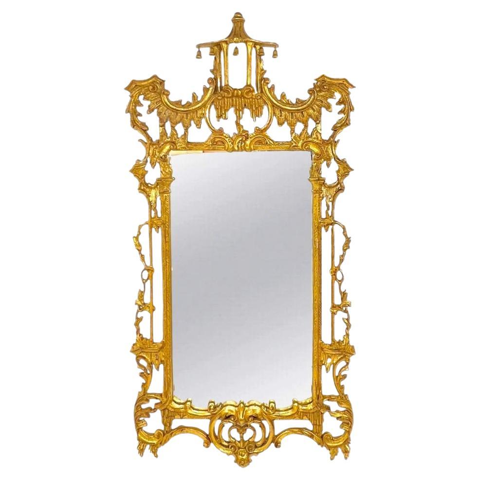 Miroir en bois doré italien Florentia Chinese Chippendale