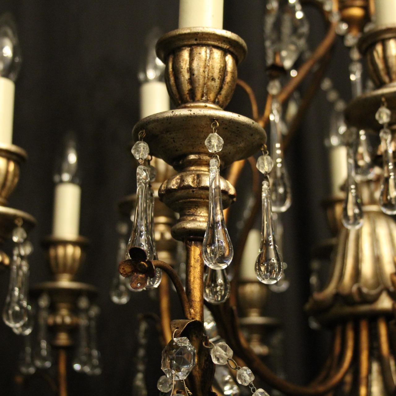 Baroque Italian Florentine 12-Light Polychrome Chandelier For Sale