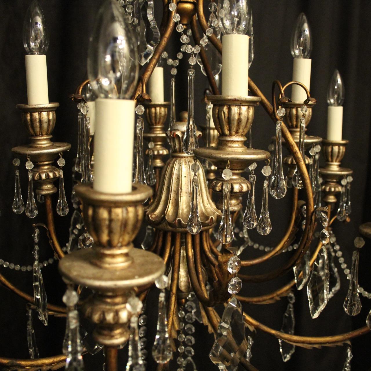 Italian Florentine 12-Light Polychrome Chandelier In Good Condition For Sale In Chester, GB
