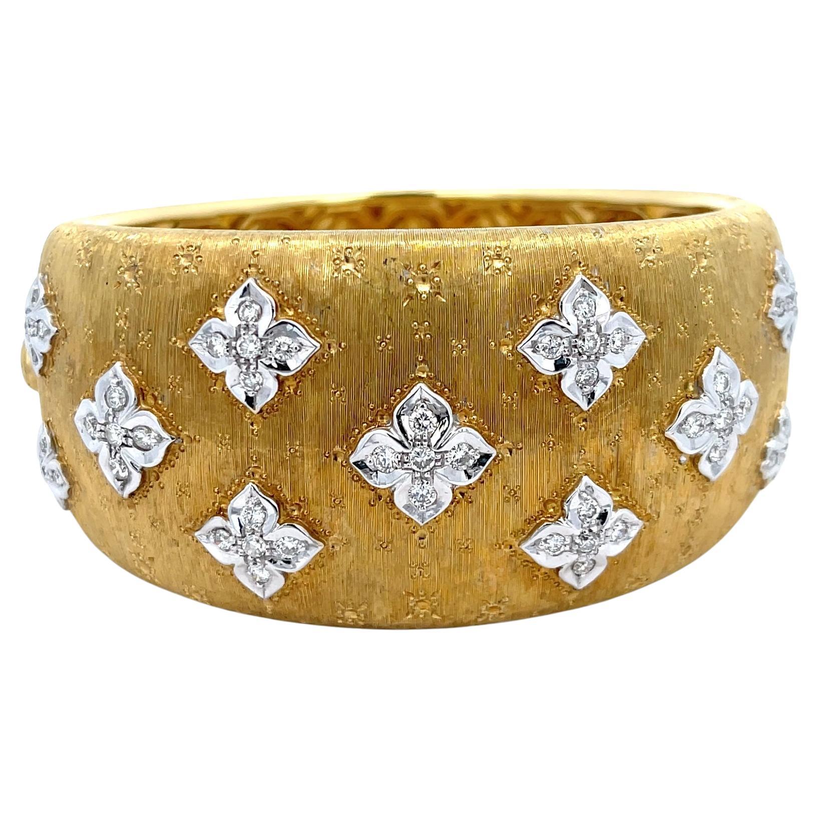 Bracelet en or jaune 18 carats avec diamant italien Florentine 1,60ctw