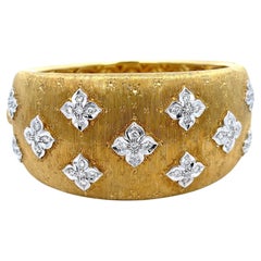 Italian Florentine 1.60ctw Diamond Bangle 18K Yellow Gold