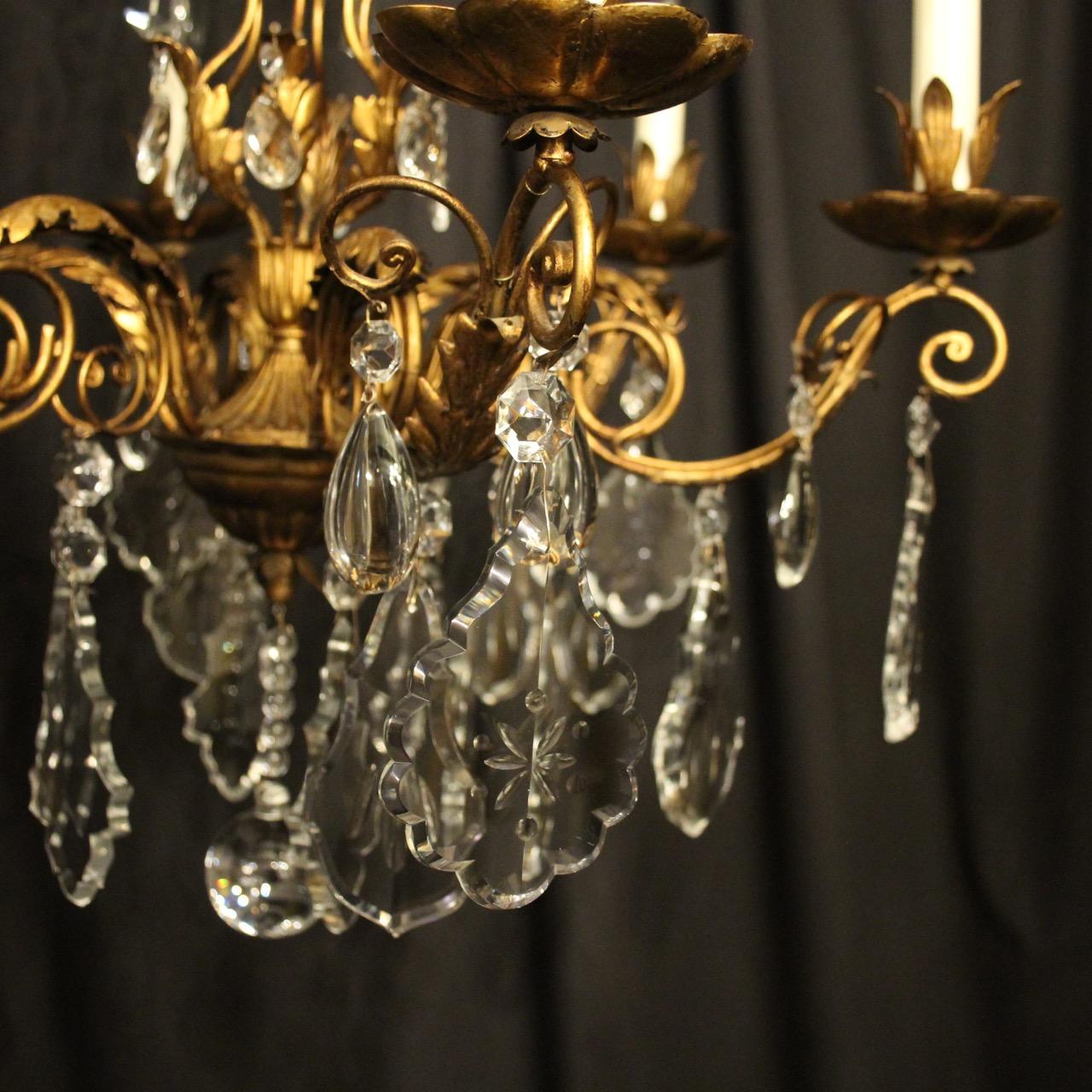 Italian Florentine 6-Light Gilded Chandelier In Good Condition For Sale In Chester, GB