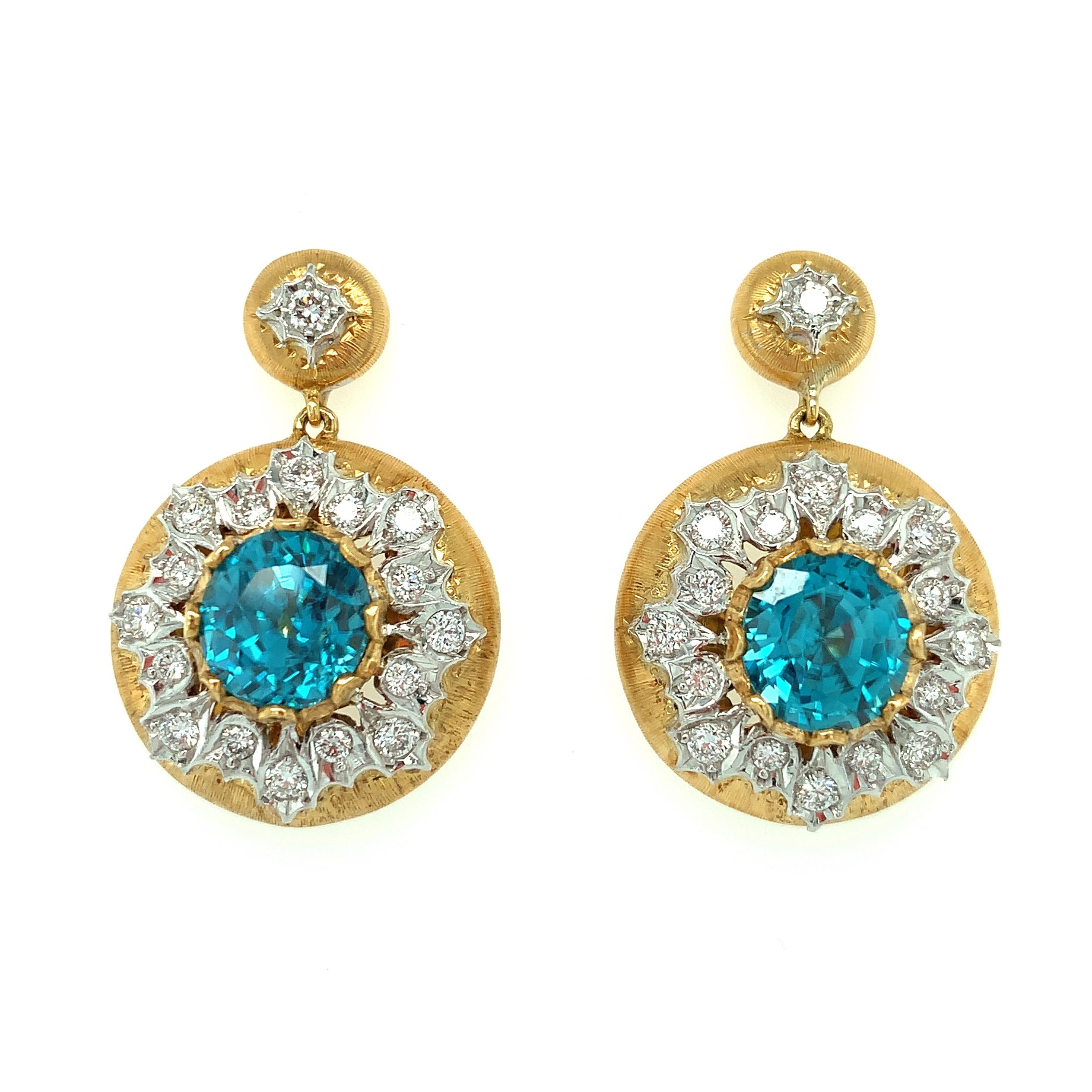 faceted blue zircon and gold beehive drop earrings