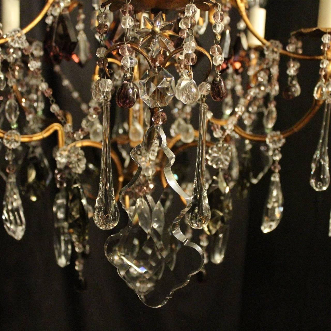 Italian Florentine Seven-Light Cage Antique Chandelier For Sale 1