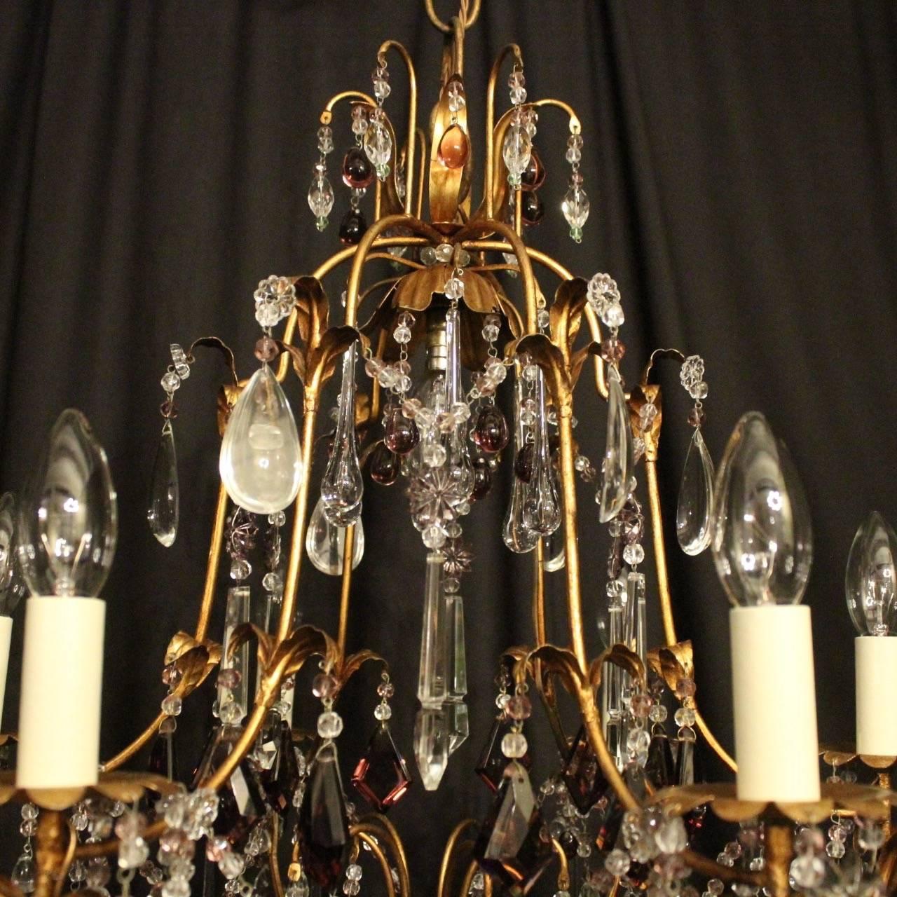 Italian Florentine Seven-Light Cage Antique Chandelier For Sale 3