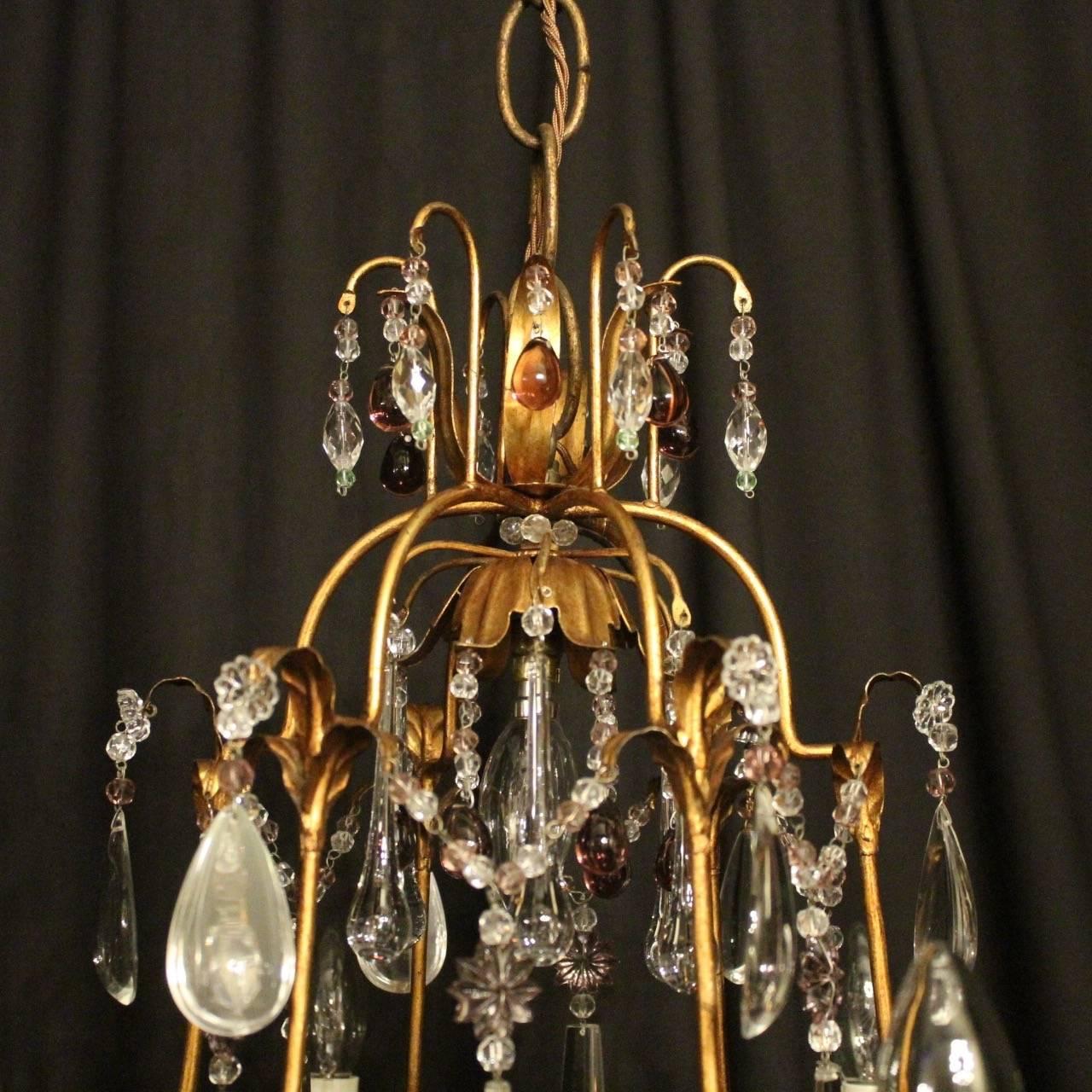 Italian Florentine Seven-Light Cage Antique Chandelier For Sale 5
