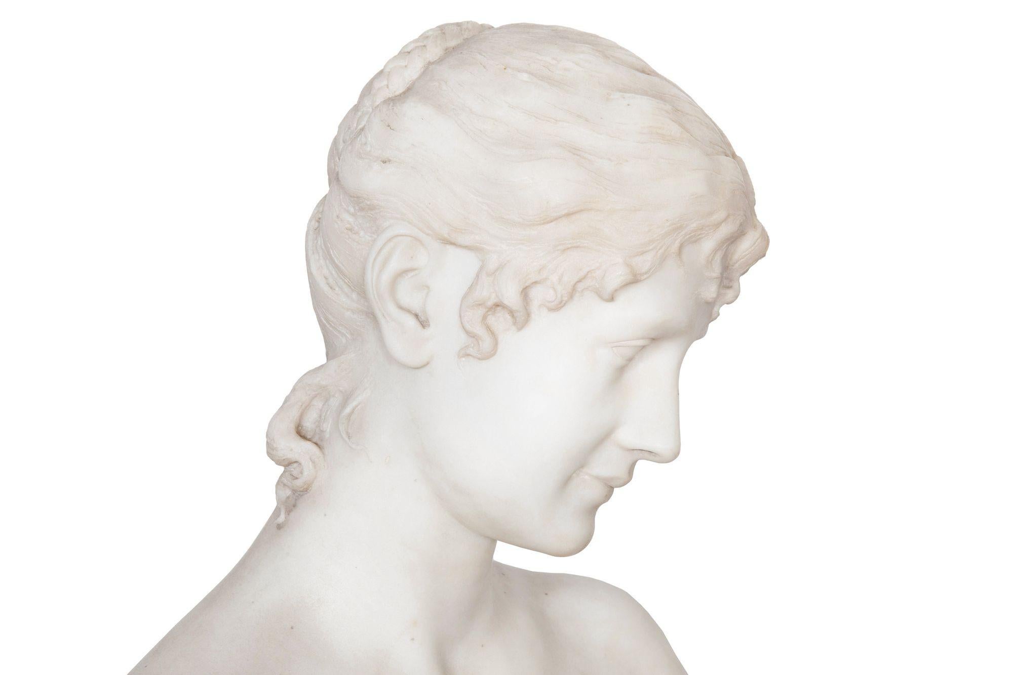 Italian Florentine Antique Marble Bust of a Woman by Galleria Lapini ca. 1899 4