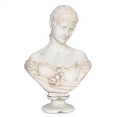 Buste de femme en marbre antique de Florentine par Galleria Lapini ca. 1899