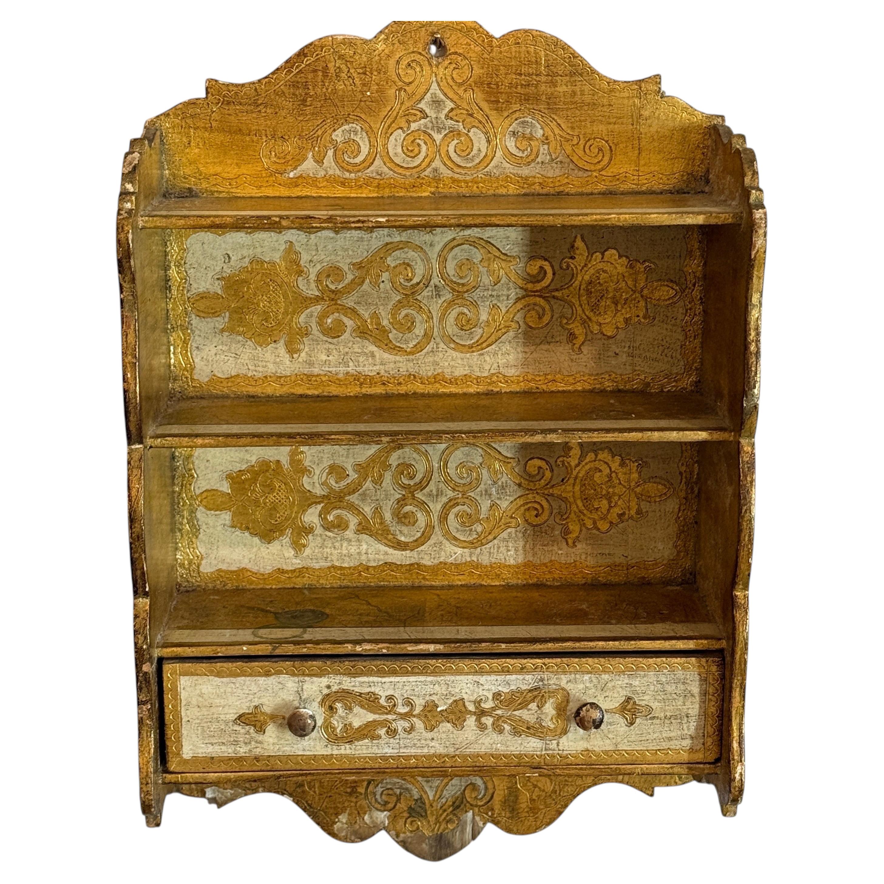 Italian Florentine Architectural Gilt Wall Shelf, Italy Circa 1950's For Sale