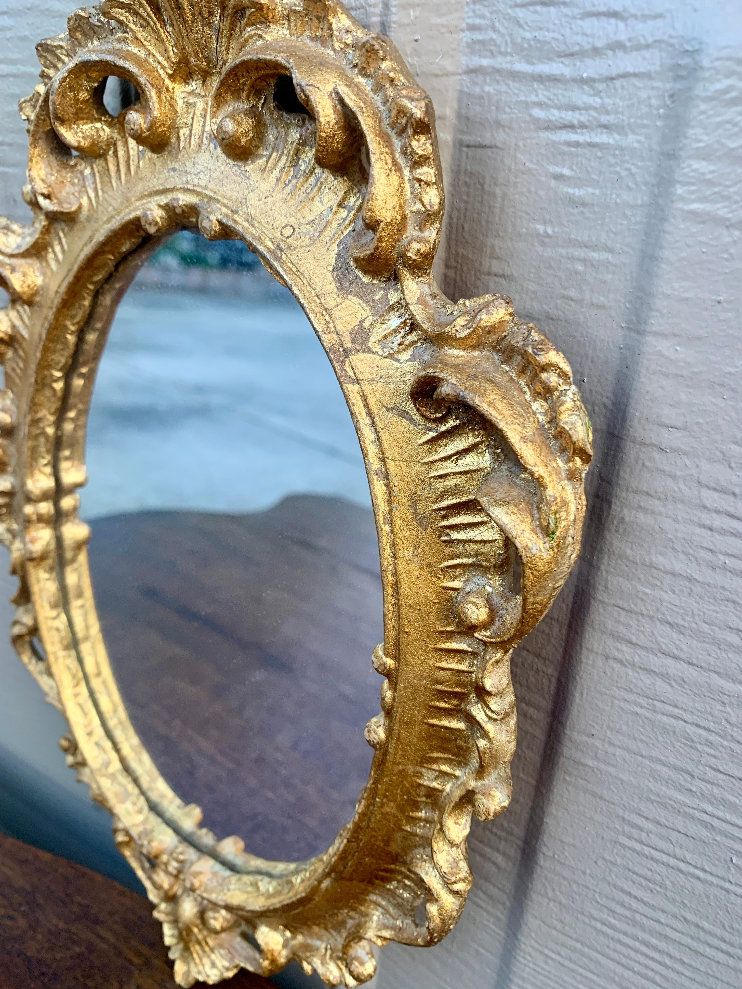 Mid-20th Century Italian Florentine Baroque Gold Giltwood Wall Mirror For Sale