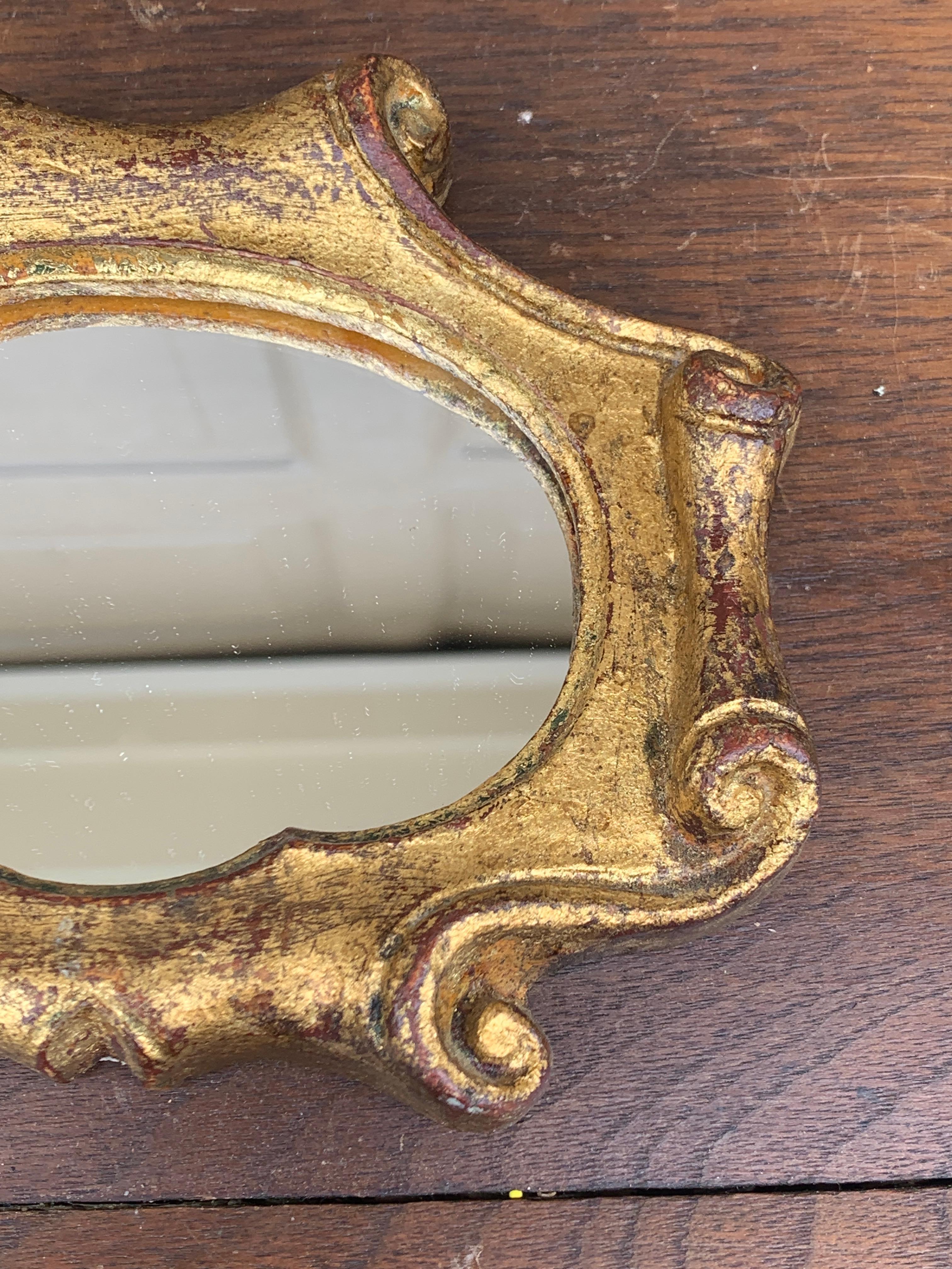 Miroir mural florentin baroque italien en bois doré en vente 2
