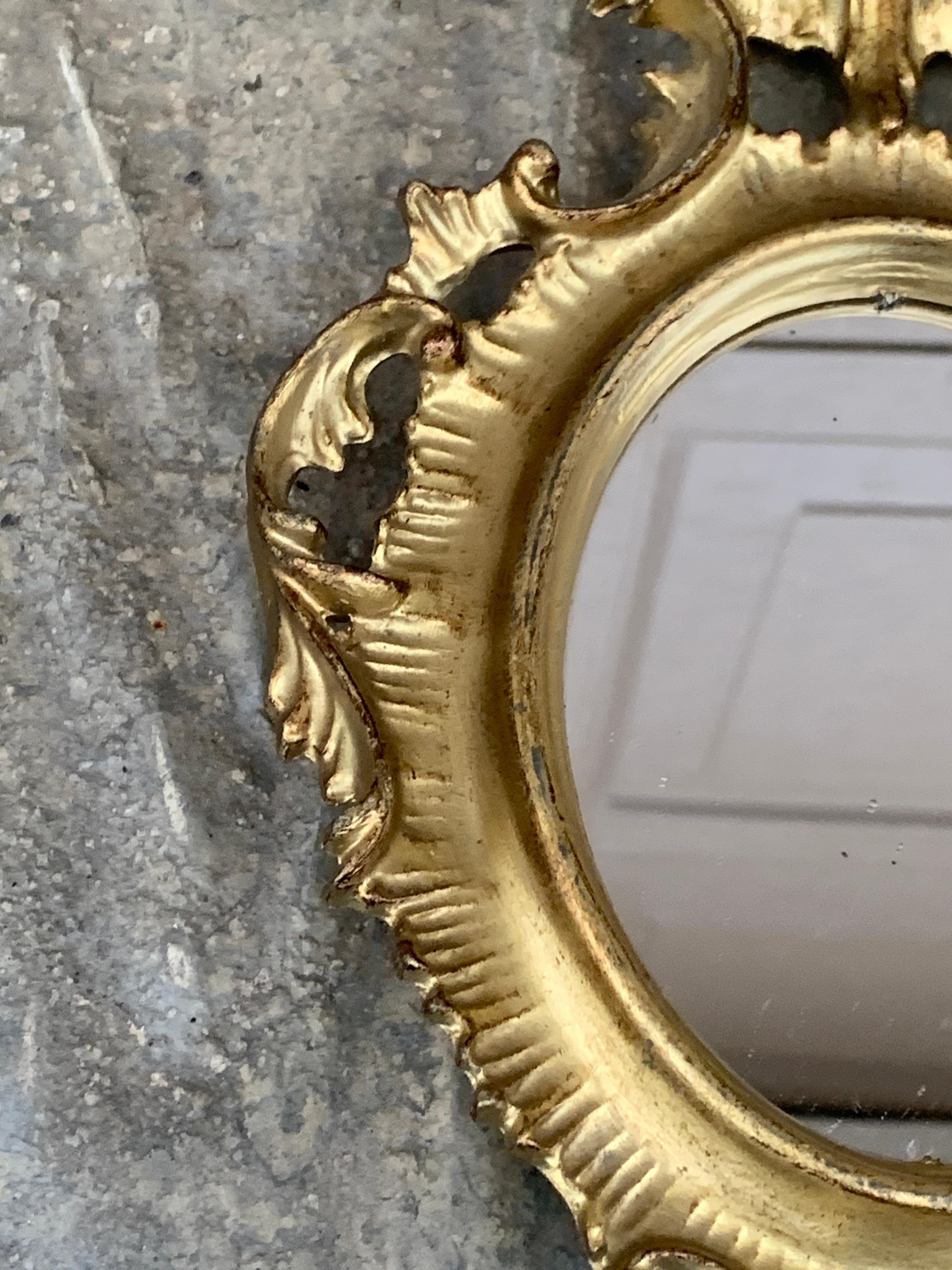 Miroir mural florentin baroque italien en bois doré en vente 2