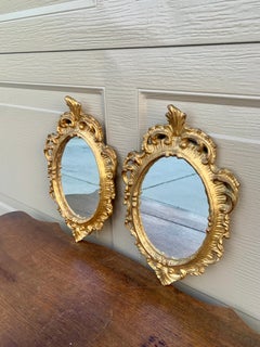 Italian Florentine Baroque Gold Giltwood Wall Mirrors, Pair