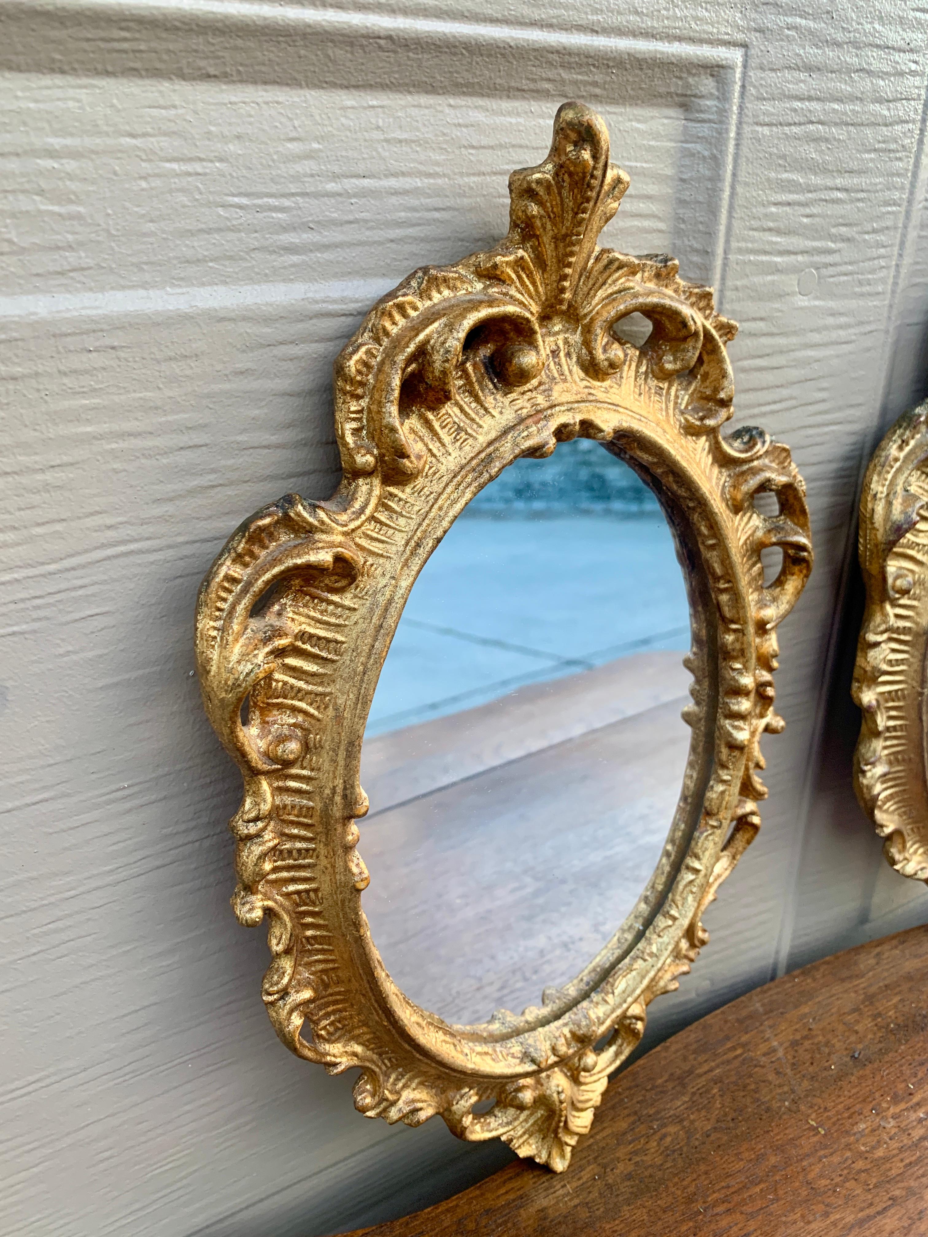 Italian Florentine Baroque Gold Giltwood Wall Mirrors, Pair For Sale 2