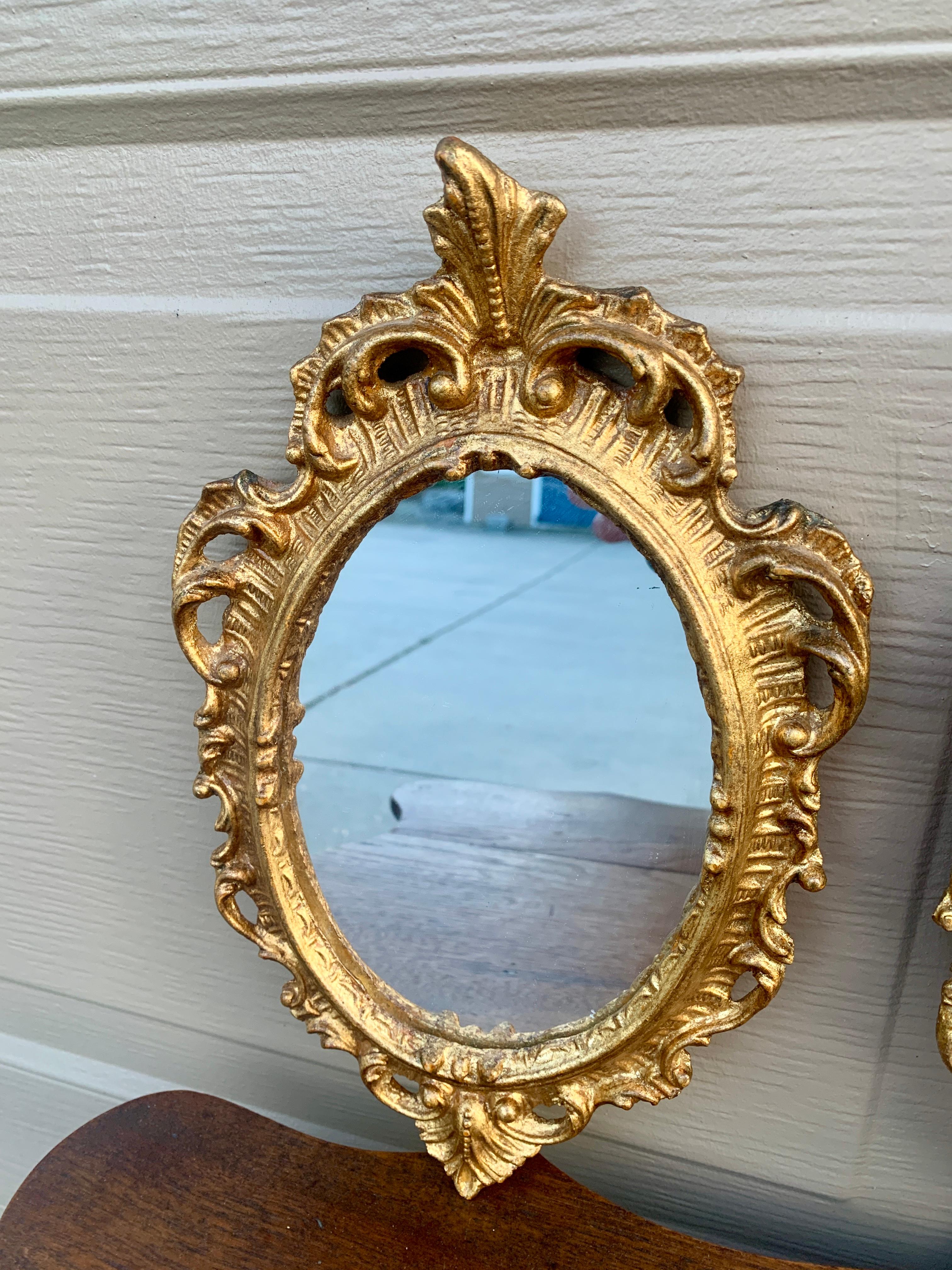 Mid-20th Century Italian Florentine Baroque Gold Giltwood Wall Mirrors, Set of Three For Sale