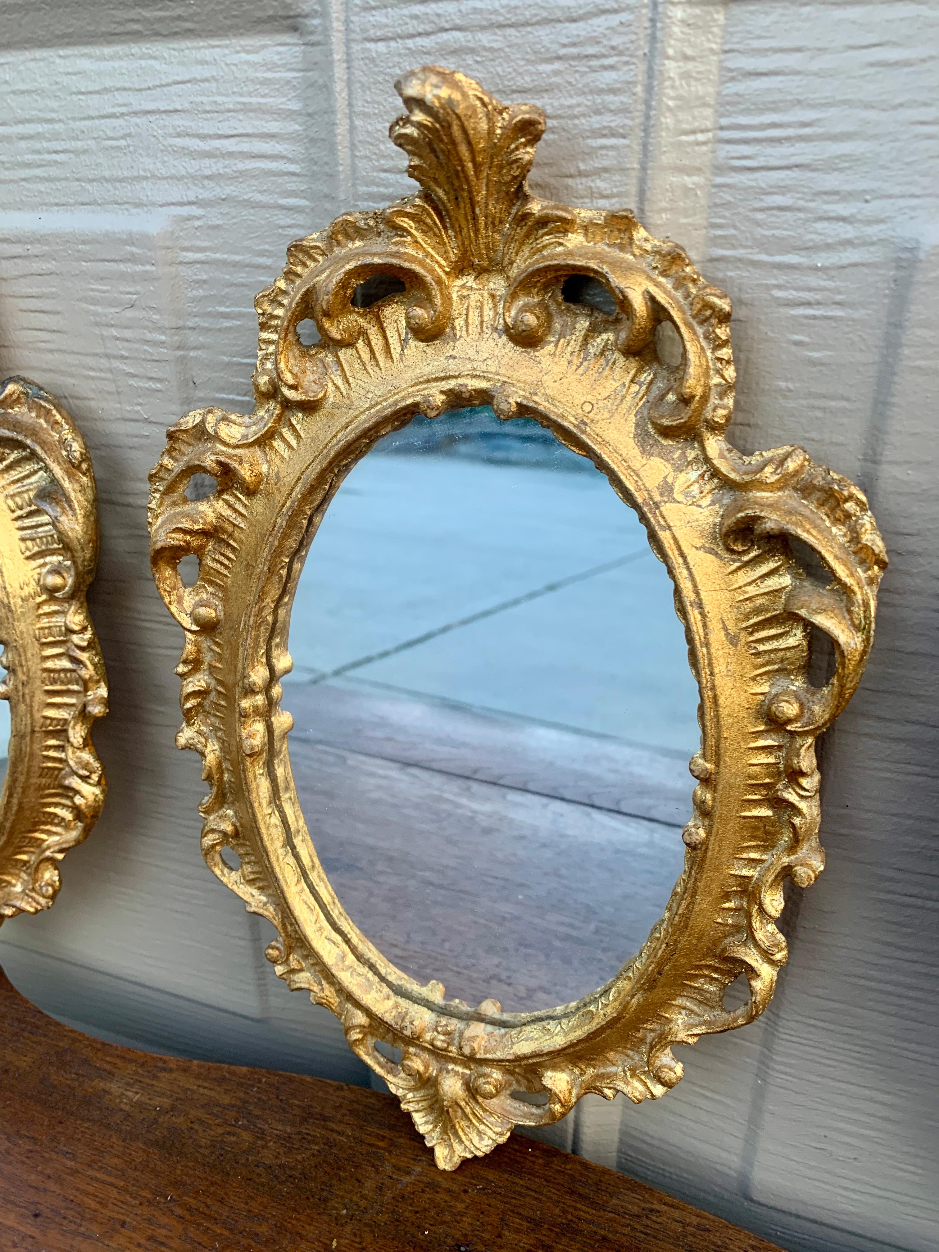 Italian Florentine Baroque Gold Giltwood Wall Mirrors, Set of Three For Sale 1