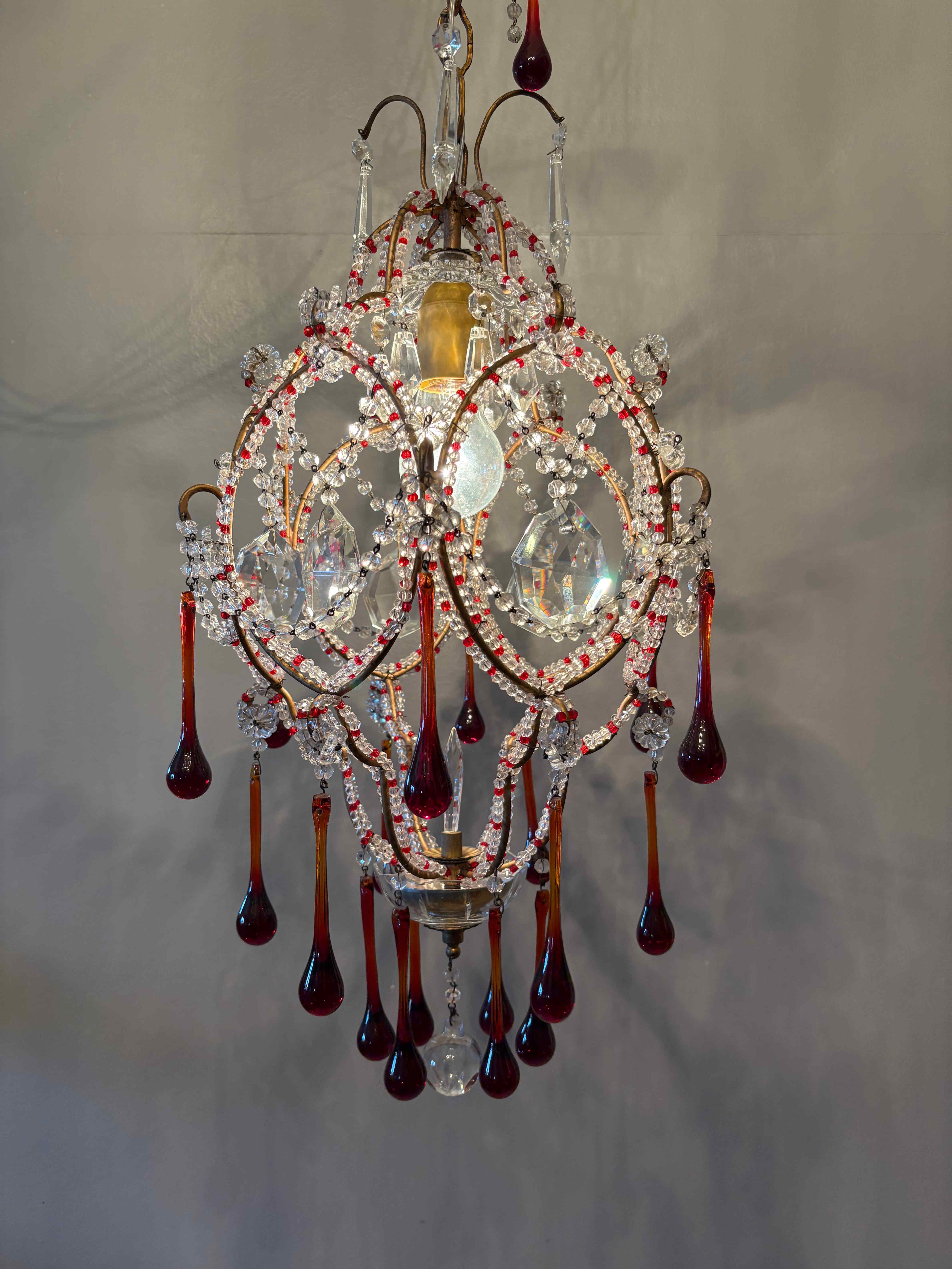 Mid-Century moderno Lampadario italiano Florentine 