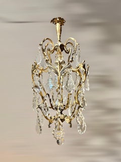Italian Florentine "Birdcage" Crystal Chandelier
