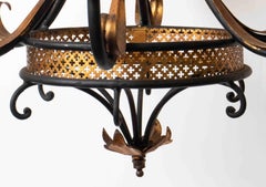 Italian Florentine Black and Gold Metal Chandelier