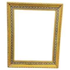 Italian Florentine Black Gold Gilded Wood Art Frame Circa 1950's