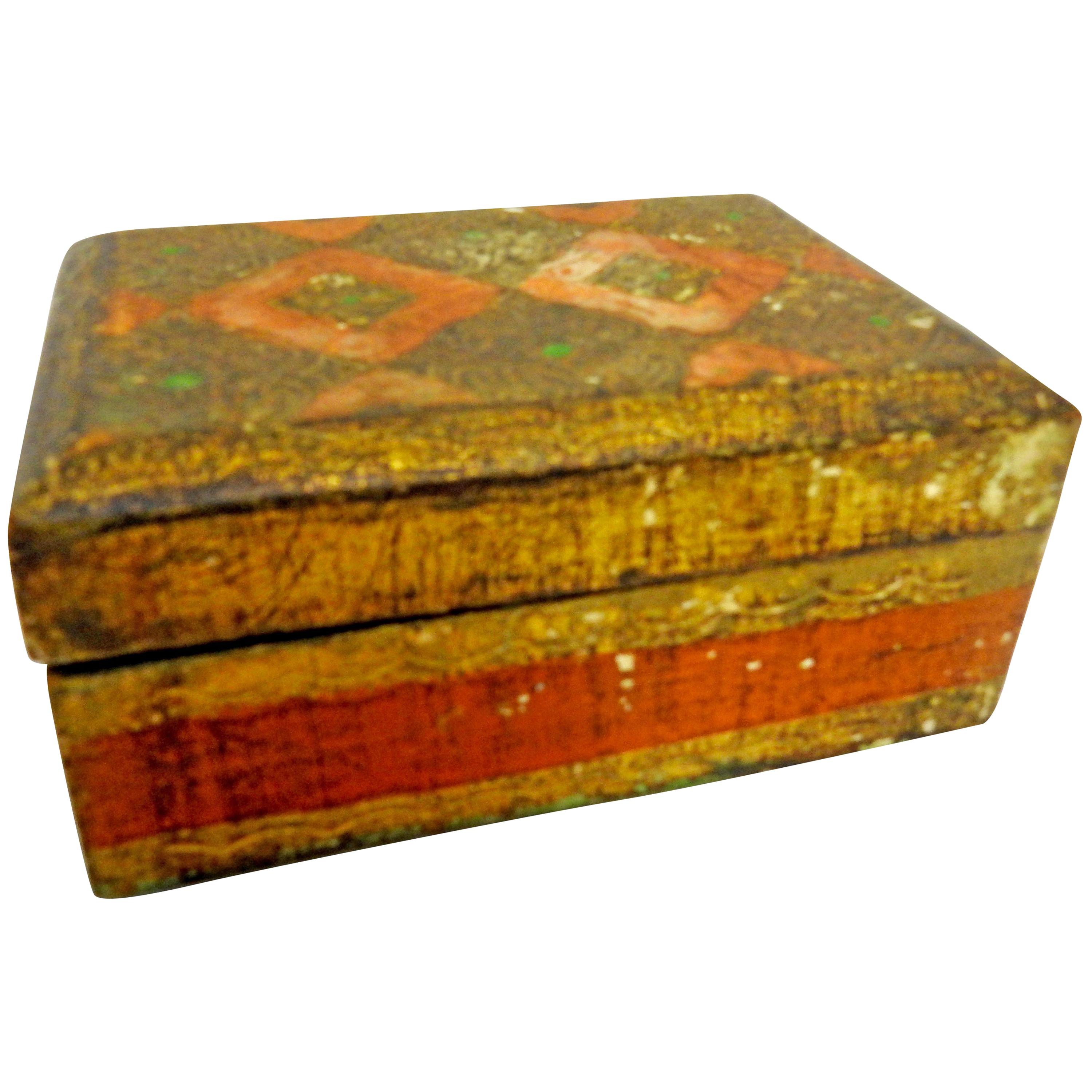 Italian Florentine Box with Orange and Giltwood For Sale