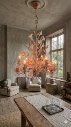 Italienischer Florentine-Kronleuchter mit goldgesprenkeltem Glas, 1970er Jahre