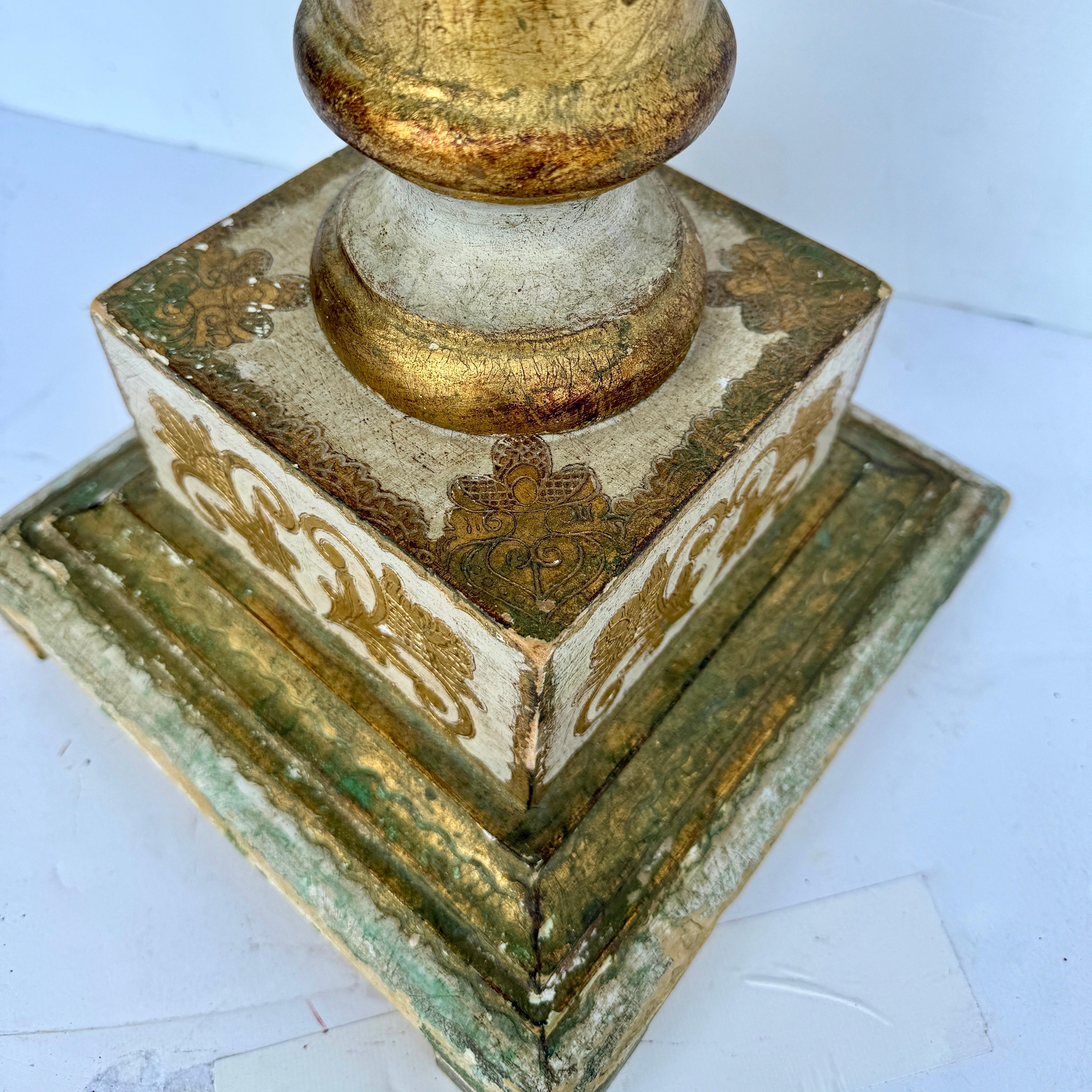 Jardinera Florentina Italiana Crema y Dorada Pedestal en venta 7