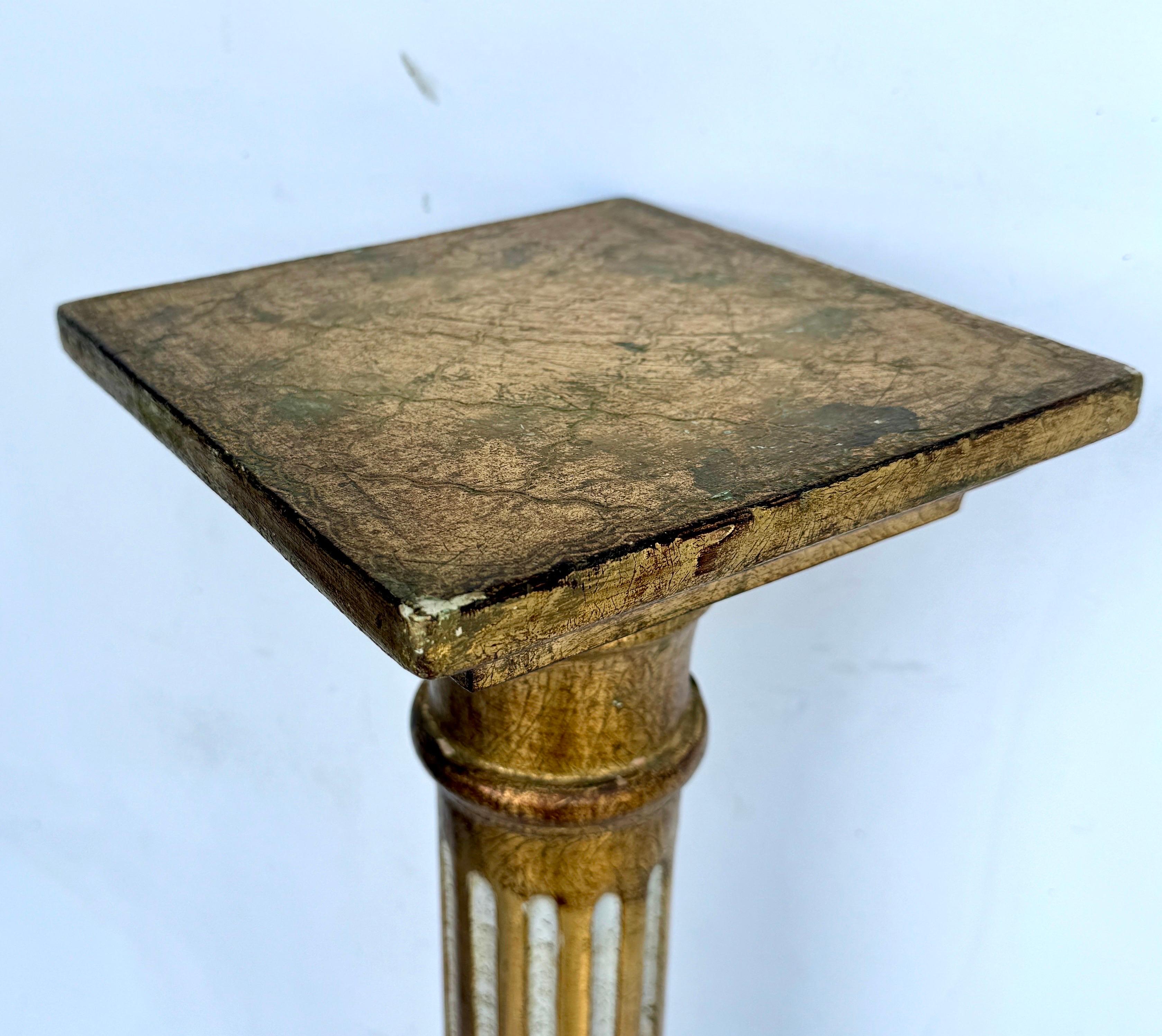 Italian Florentine Cream and Gold Gilt Pedestal Plant Stand For Sale 11