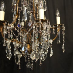 Italian Florentine Crystal 6-Light Antique Chandelier