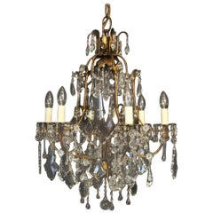 Italian Florentine Crystal 6-Light Antique Chandelier