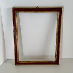 Italian Florentine Deep Red Gold Gilded Wood Art Frame, circa 1965