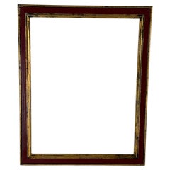 Italian Florentine Deep Red Gold Gilded Wood Art Frame, circa 1965