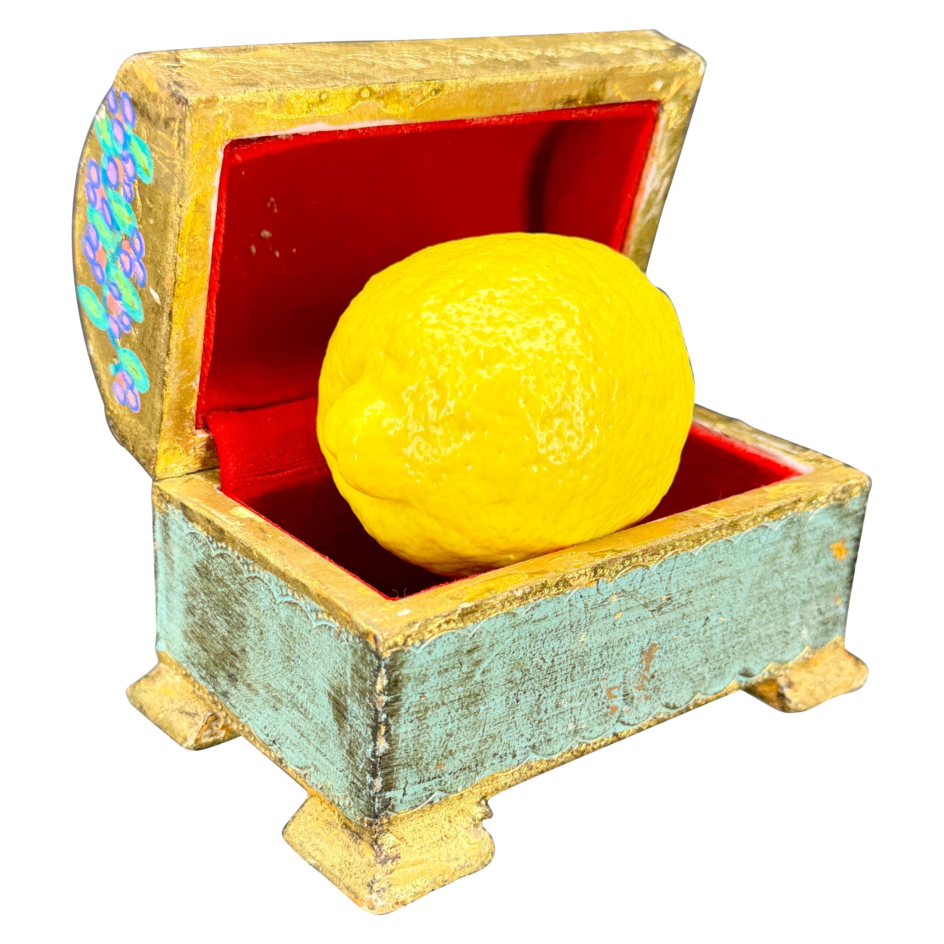 Italian Florentine Domed Wood Trinket Jewelry Box