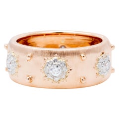 Italian Florentine Engraved Eternity Diamond Ring in 18 Karat Rose Gold