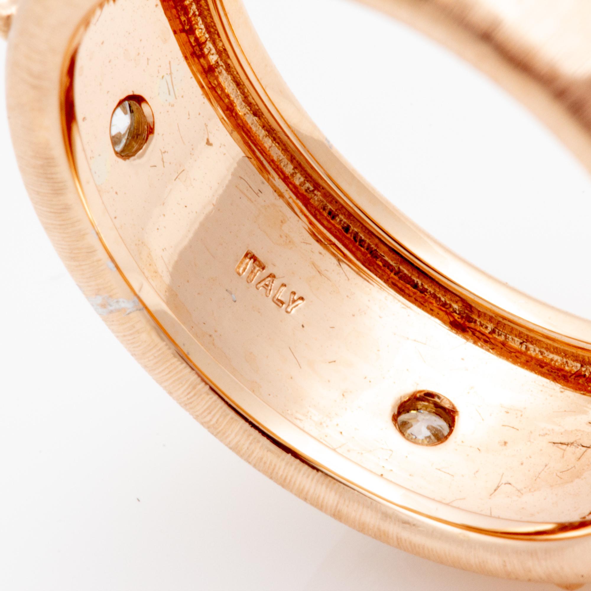 Italian Florentine Engraved Eternity Diamond Ring in 18 Karat Rose Gold For Sale 2