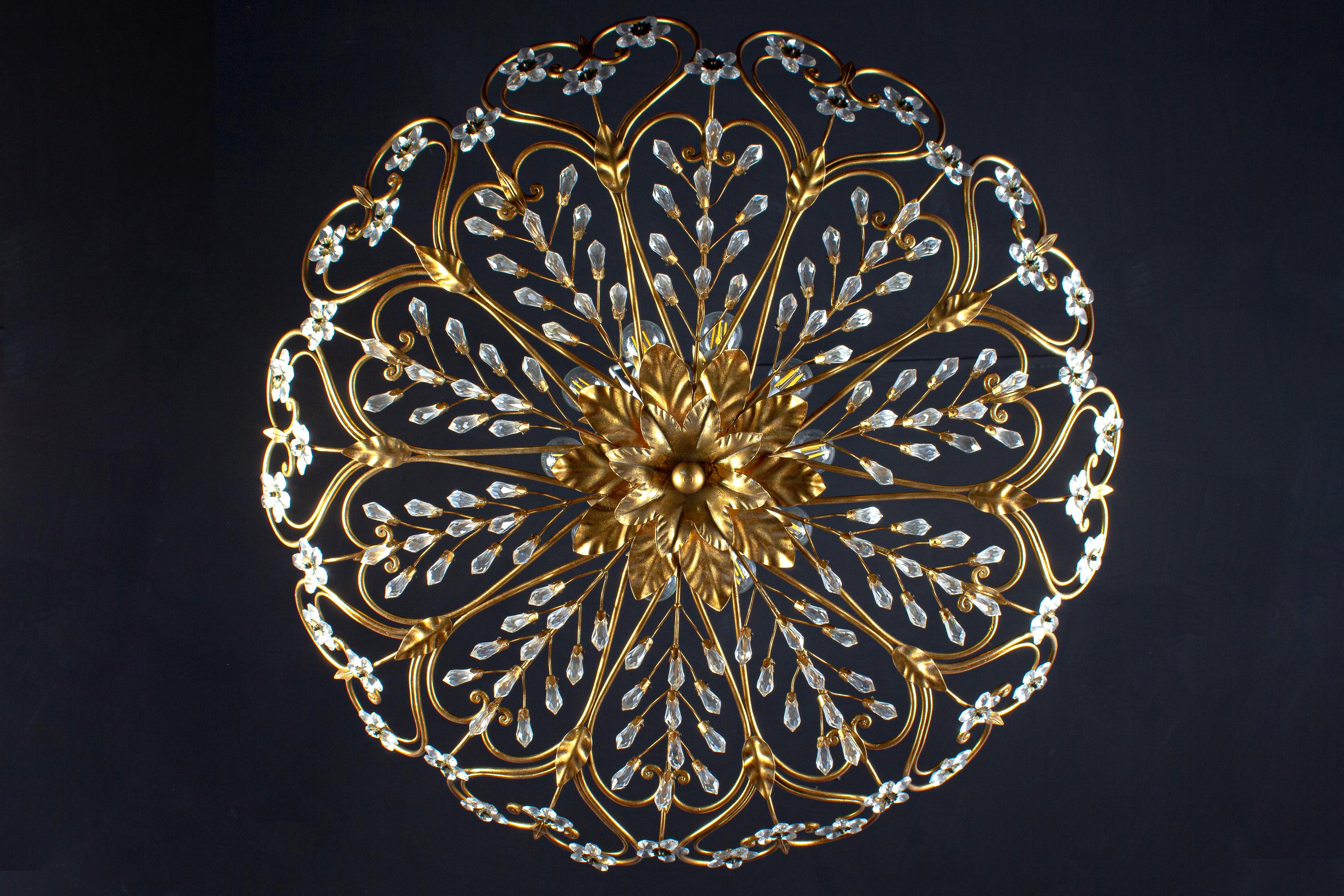 Italian Florentine Flush Mount or Ceiling Light, 1950s 8