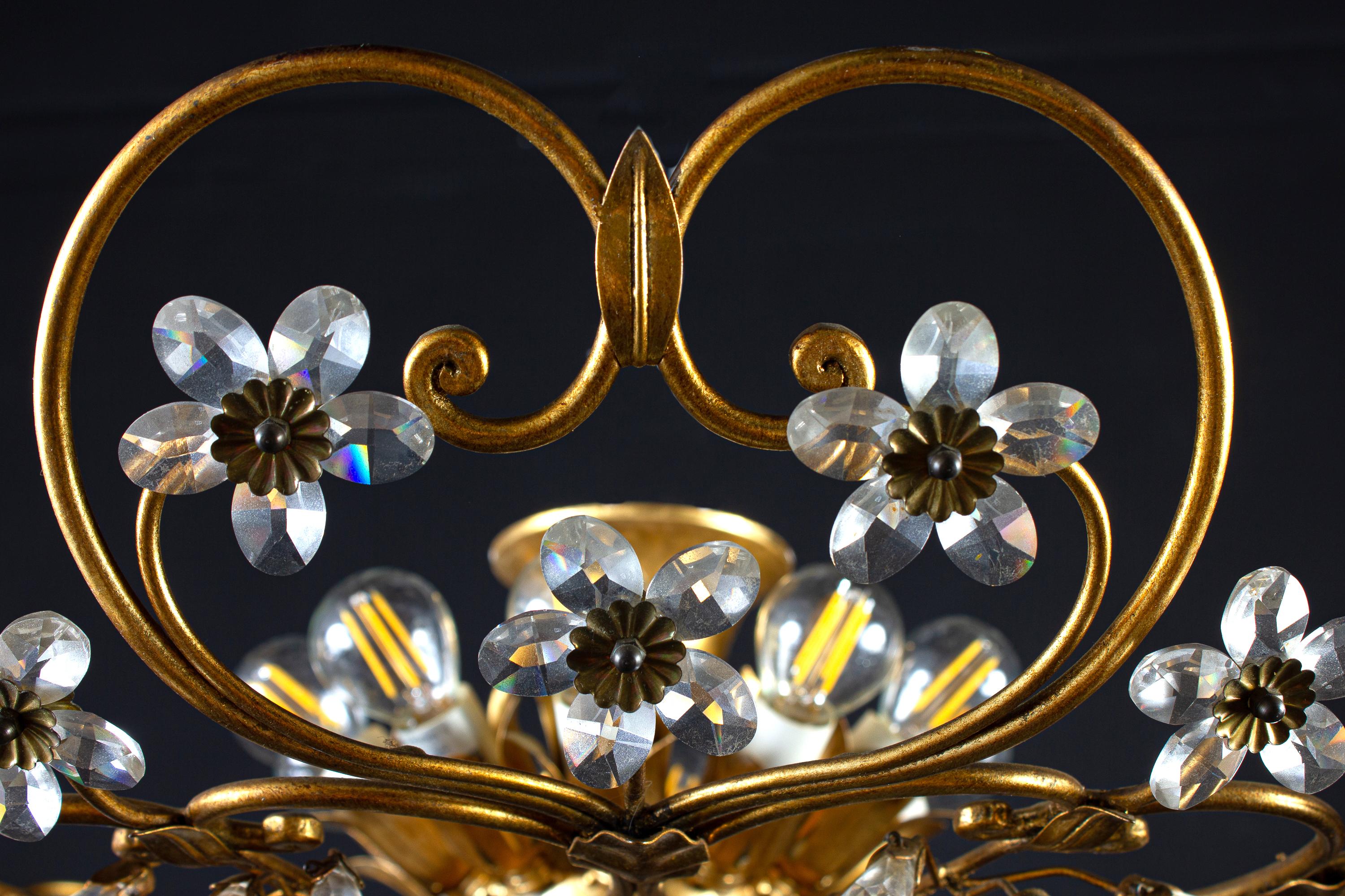 Italian Florentine Flush Mount or Ceiling Light, 1950s In Excellent Condition In Rome, IT