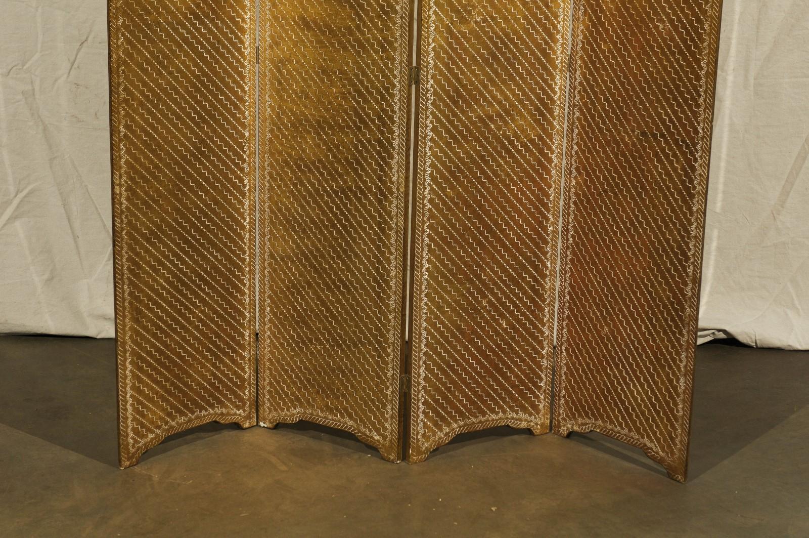 Wood Italian Florentine Four-Panel Screen, circa 1960s