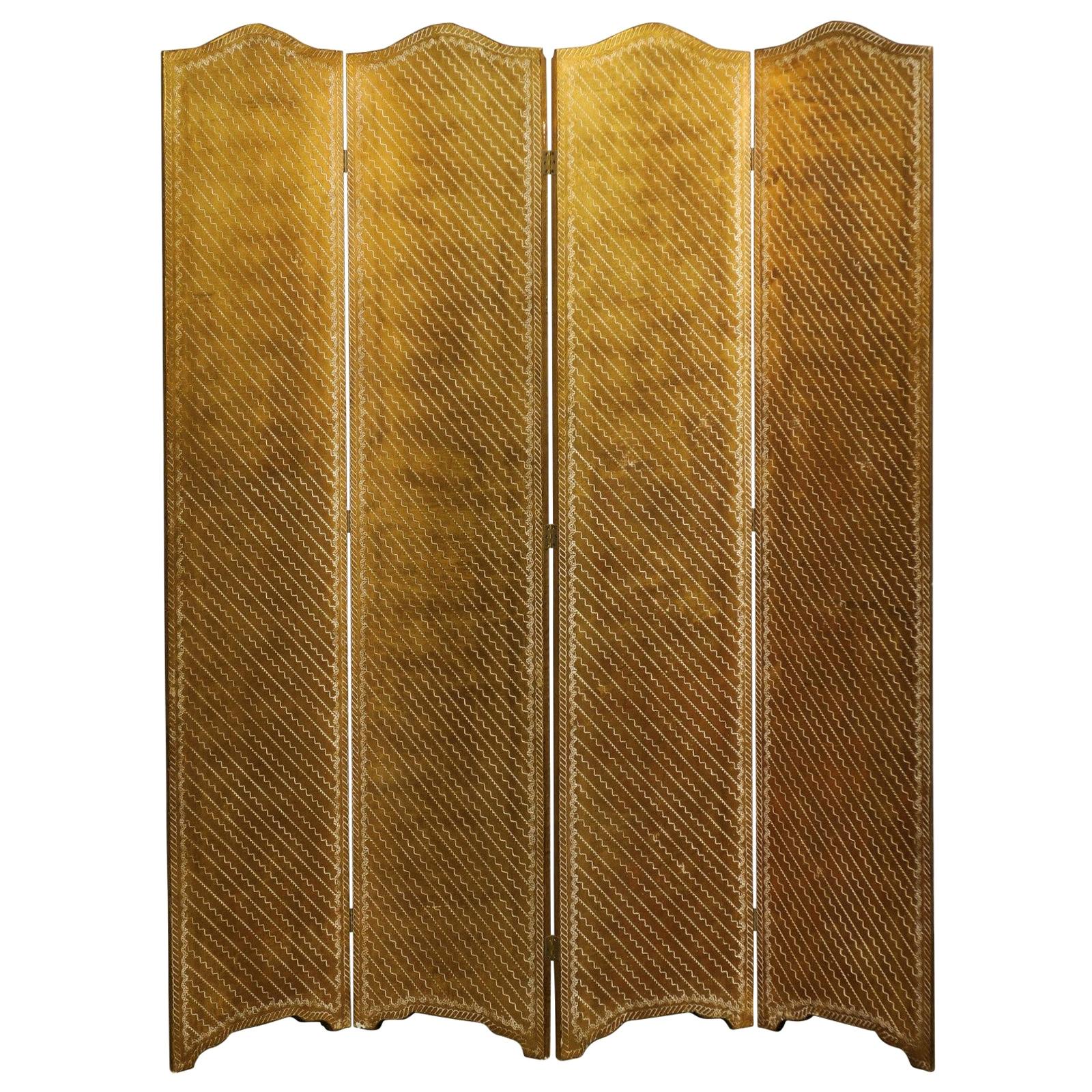 Italian Florentine Four-Panel Screen, circa 1960s