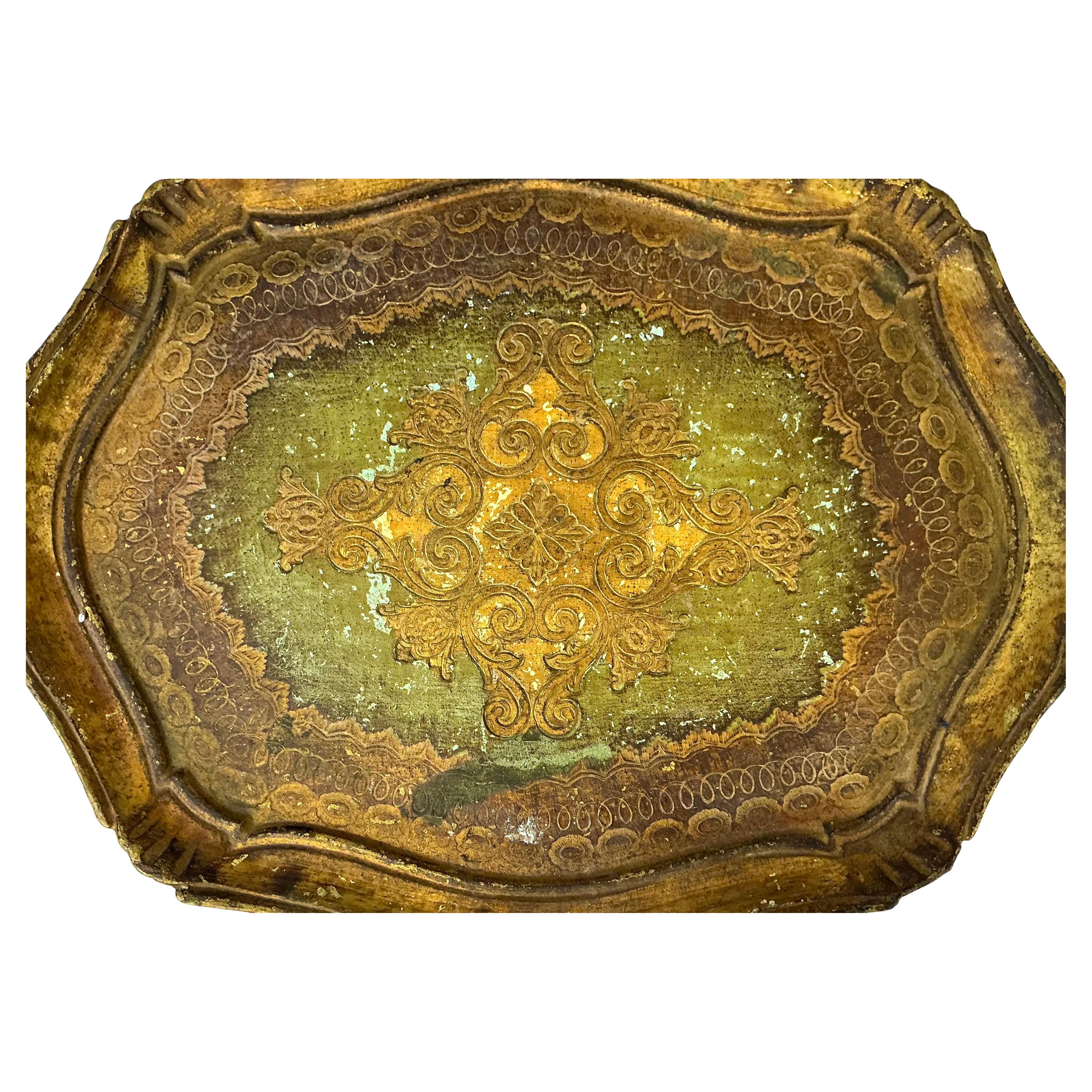 Gilt Italian Florentine Gilded Wooden Tray For Sale