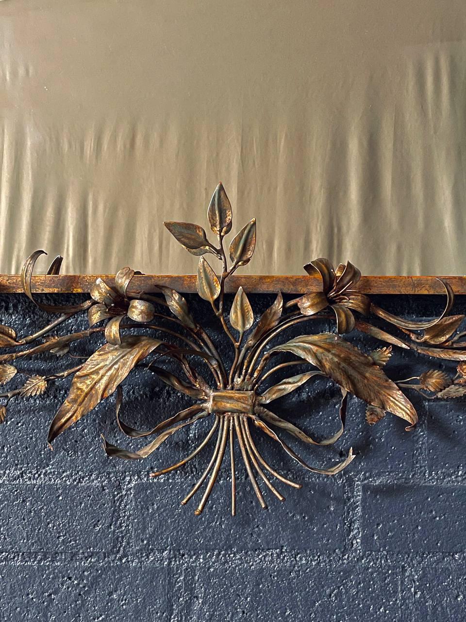 Italian Florentine Gilt Mirror w/ Floral & Ribbon Motifs For Sale 4